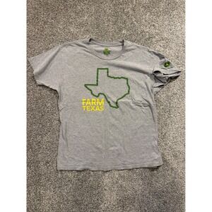 John Deere T-Shirt Mens L Gray Farm Texas Graphic Short Sleeve Crew Neck Cotton